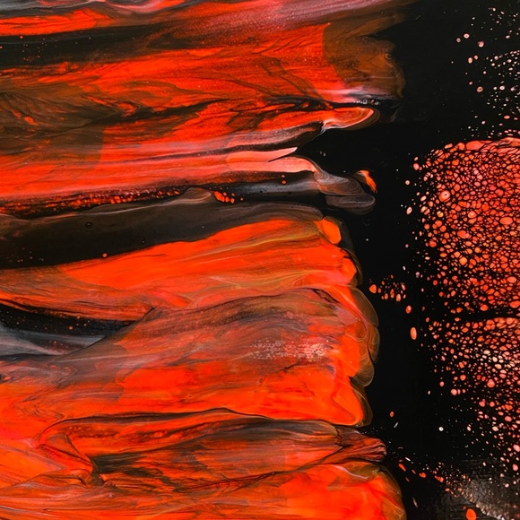 Hand painted 20x20 abstract Acrylic fluid art canvas painting neon and black - Picture 8 of 12